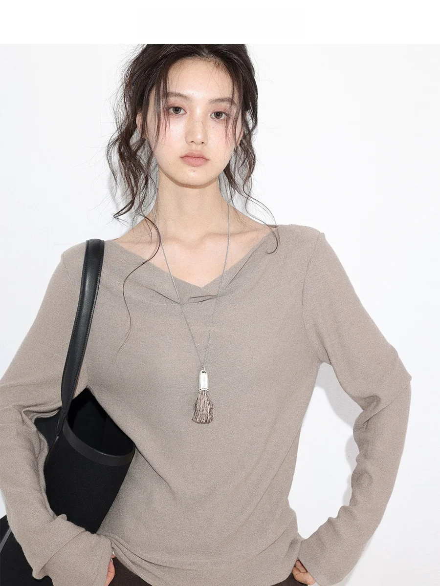 

CHACHASTU Ele mat Long Sve Thin Knitted Top Women Early Autumn Commute Loose Upper Body Faion Polyester Nylon...