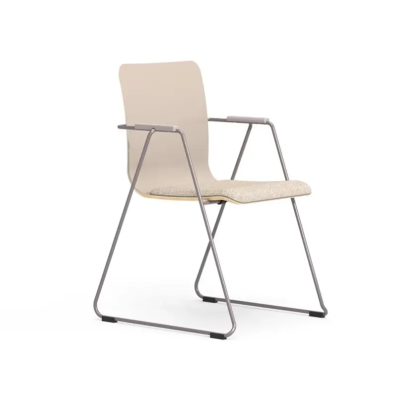 Modern Stackable Visitor Chair with Sled Base Cloth Seat High Density Foam Space Saving Multi Purpose for Library Study