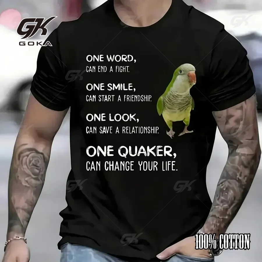 One Quaker Parrot Can Change Your Life T-Shirt, Funny Parrot Lover Quote Graphic Tee, Black Quaker Bird Owner Casual Shirt Tops