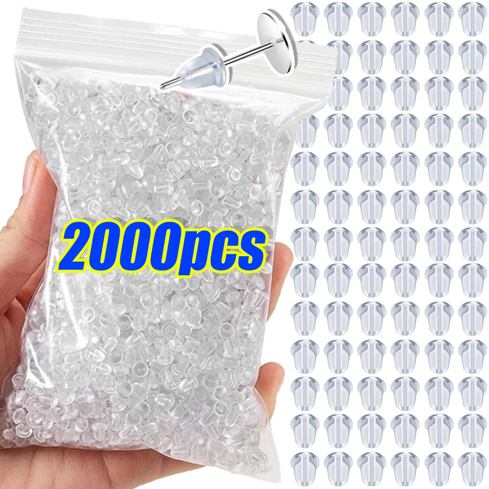 500/2000Pcs Transparent Silicone Rubber Earring Clasp Ear Nut Plugging Earring Back DIY Earstud Findings Jewelry Accessories