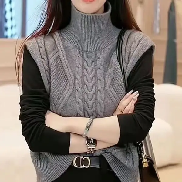 Fashion Luxurious Temperament Goddess Versatile Pullover Solid Knitted Vest 2024 Autumn New Item Slimming Commuting Sweater