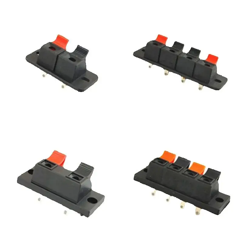10pcs 2/4 Positions Connector Terminal Push in Jack Spring Load Audio Speaker Terminals