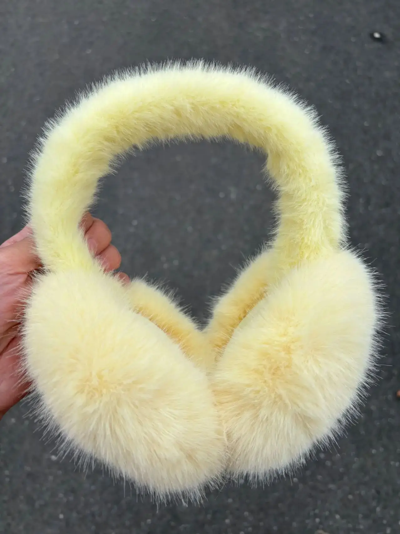 Anjj Romantic Yellow Earmuffs High Quality Popular Bright Exquisite Plush Imitation Rabbit Fur Ear Warmers Christmas Gifts