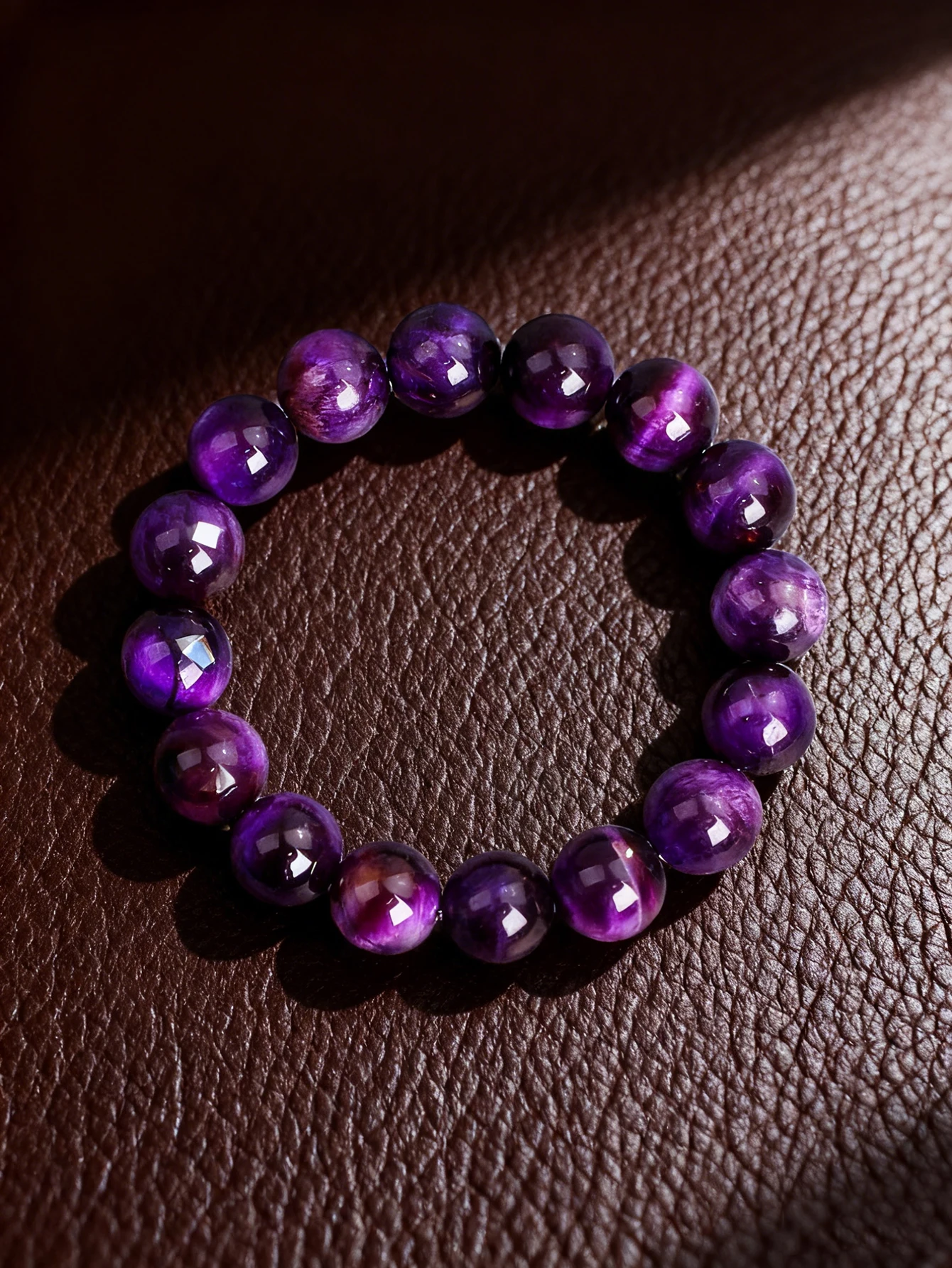 Браслет из камня пурпурный тигровый глаз для исцеления и защиты энергии Reiki