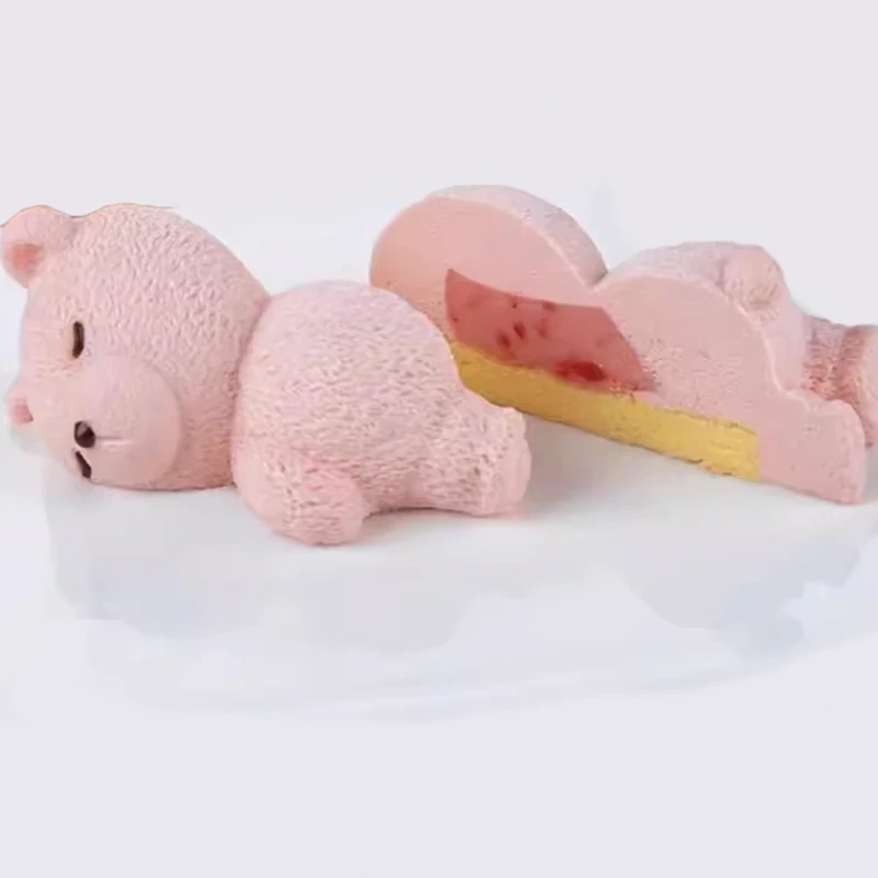 Sleeping Bear Design Silicone Cake Molds Mousse Bakeware Jelly Mould Party Dessert Baking Tools Food Grade Kitchen Supplies
