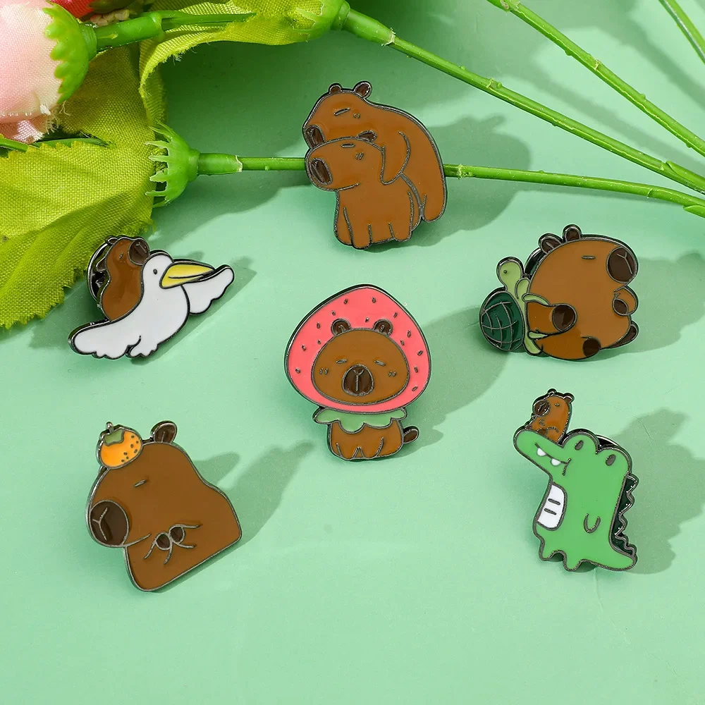 

Капибара, крокодилы, эмалированные булавки, мультяшная черепаха, утка, птица, броши на заказ, милый значок в виде животного, ювелирное изделие, подарок для друга, оптовая продажа