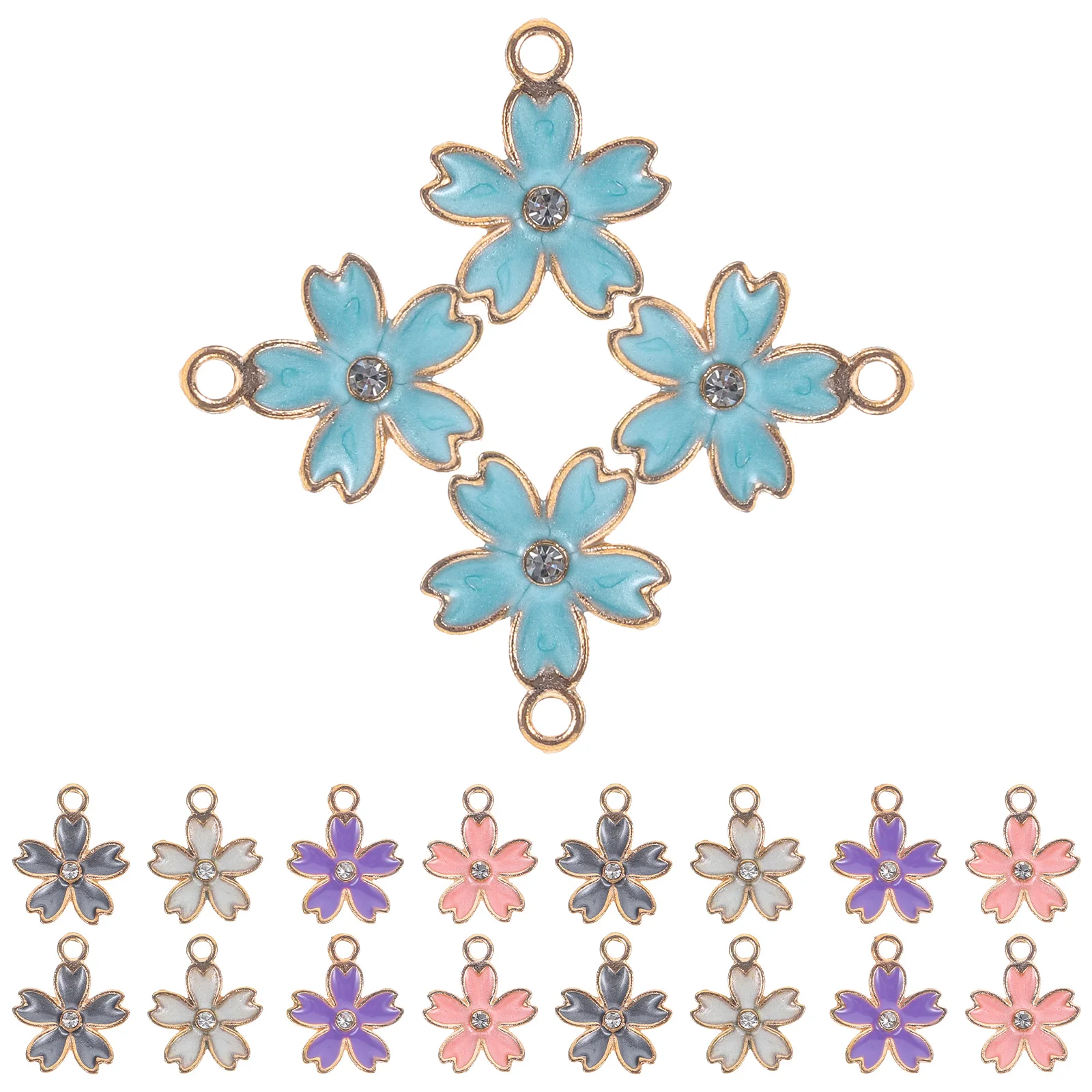 

20 Pcs Flower Pendant Charm Charms Plant Pendants Decorative Alloy Making Metal Sticker