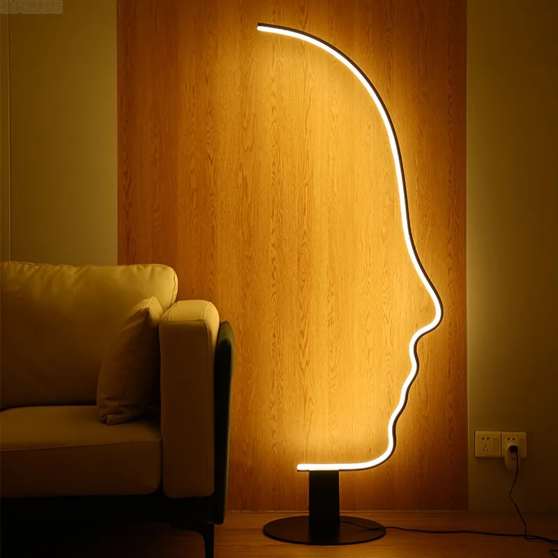 

Creative and personalized portrait floor lamp, postmodern and minimalist living room, sofa, model room, artistic vertical lamp