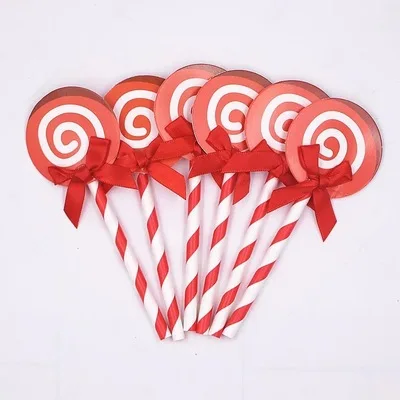 6pcs/set Colorful Lollipop Cake Topper Creative Sweet Cupcake Decor One 1st Cake Decor Happy Birthday Decor Kids Boy Girl