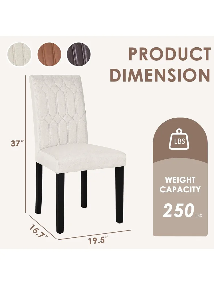Ensemble de 6 chaises de salle à manger rembourrées, Parsons d'appoint modernes avec siège confortable, pieds en bois massif avec repose-pieds en caoutchouc, pour Livin