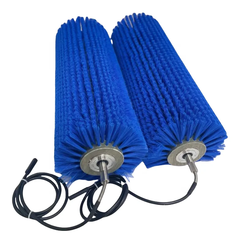 Custom size bristles Built-in electric drive shaft Nylon cylindrical roller brush cleaning