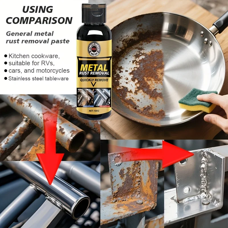Multi-Purpose Car Rust Remover - Fast-Acting Iron & Powder Cleaner for Metal Surfaces, Chrome Paint, and Automotive Maintenance
