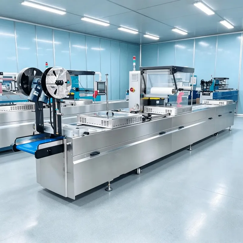 Custom Electric Auto Food Fish Seafood Thermoforming Film Vacuum Packing Machine Sausage Meat Stretch Vacuum Packaging Machine