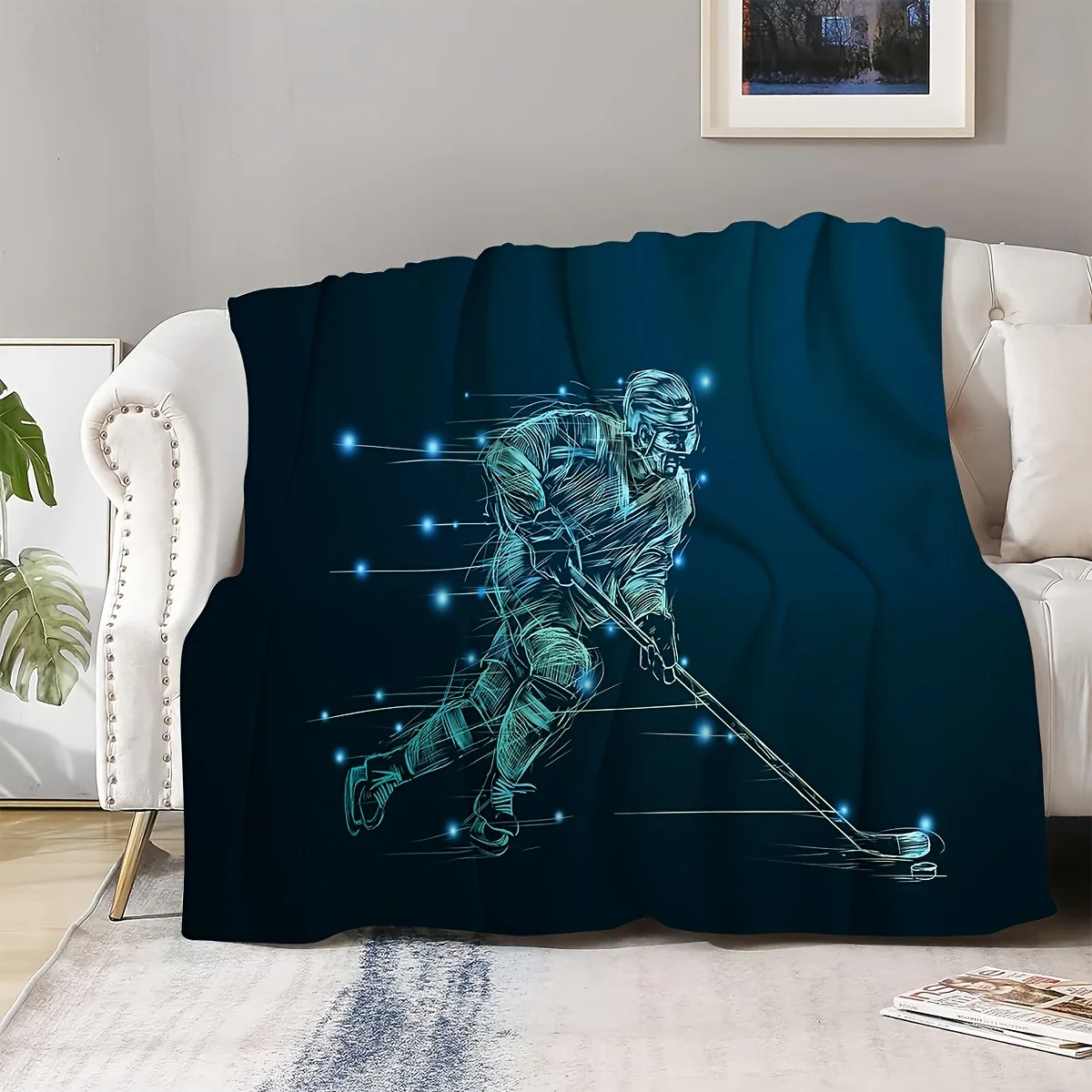 1pc Gifts Blanket For Ice Hockey Players Soft Blanket Flannel Blanket Warm And Comfortable Throw Blanket, Skin-friendly Sofa Bed