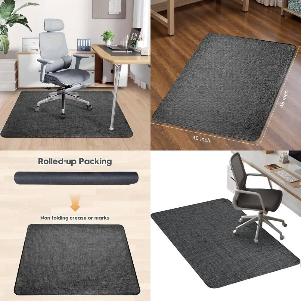 

Коврик для офисного стула из твердой древесины и плитки, нескользящий, сверхпрочный защитный коврик для стульев на колесиках, черный (40x55)