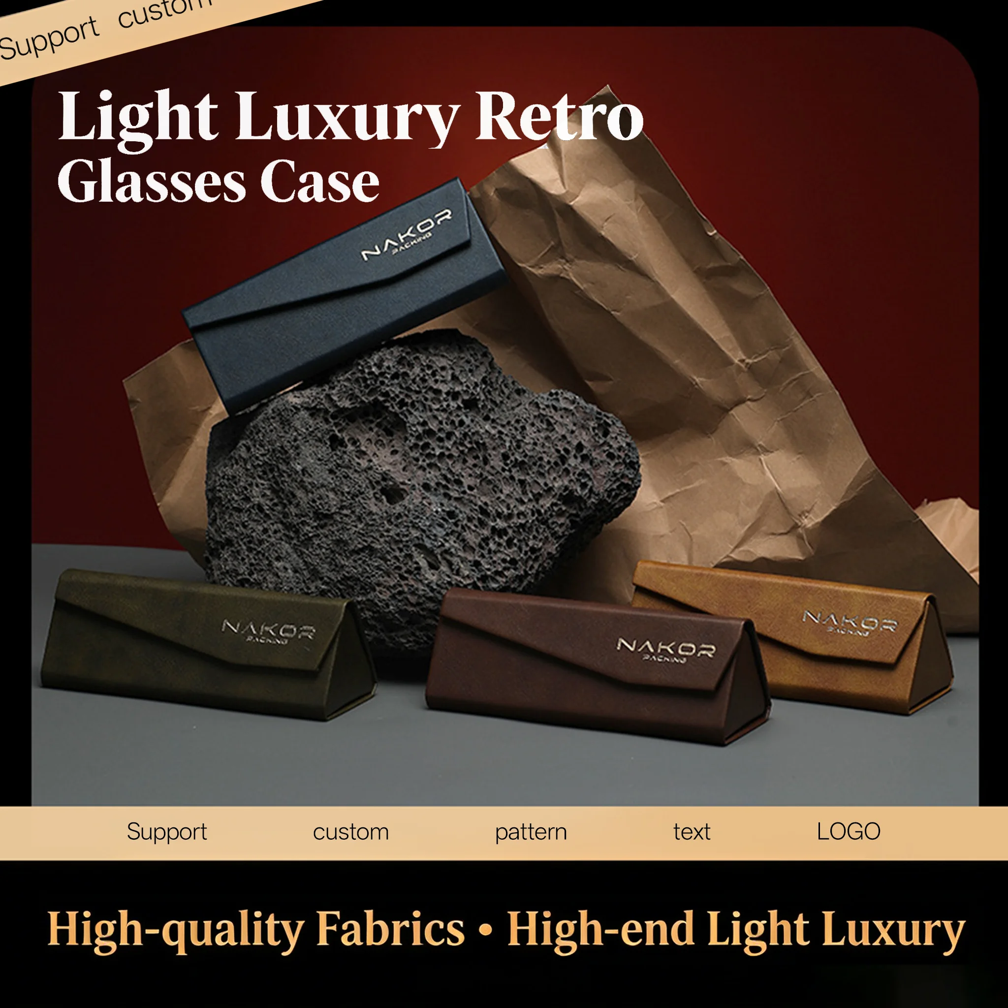 

20Pcs Custom Logo Printed Vintage Folding Glasses Case High Appearance Premium Eyewear Box Customized Sunglasses Packaging Oem