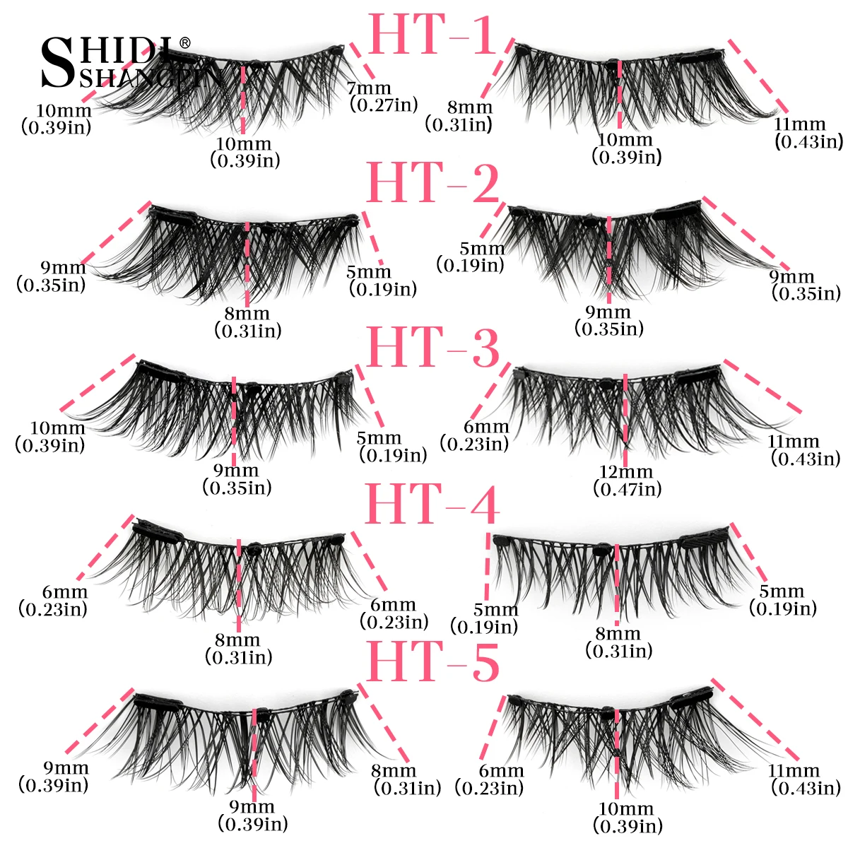 2Pairs Magnetische Valse Wimpers Kit 3D Magneet Band Piekerige Zachte Natuurlijke Pluizige Herbruikbare Valse Nertsen Wimpers Geen Lijm Nodig Make Up