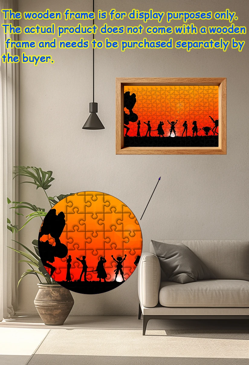 One Piece Luffy Chopper Zoro toget Wooden Jigsaw Puzzle 108/200/300/500/1000 Pcs, Stress Relief Gift for Adult Fans,High quality view 2