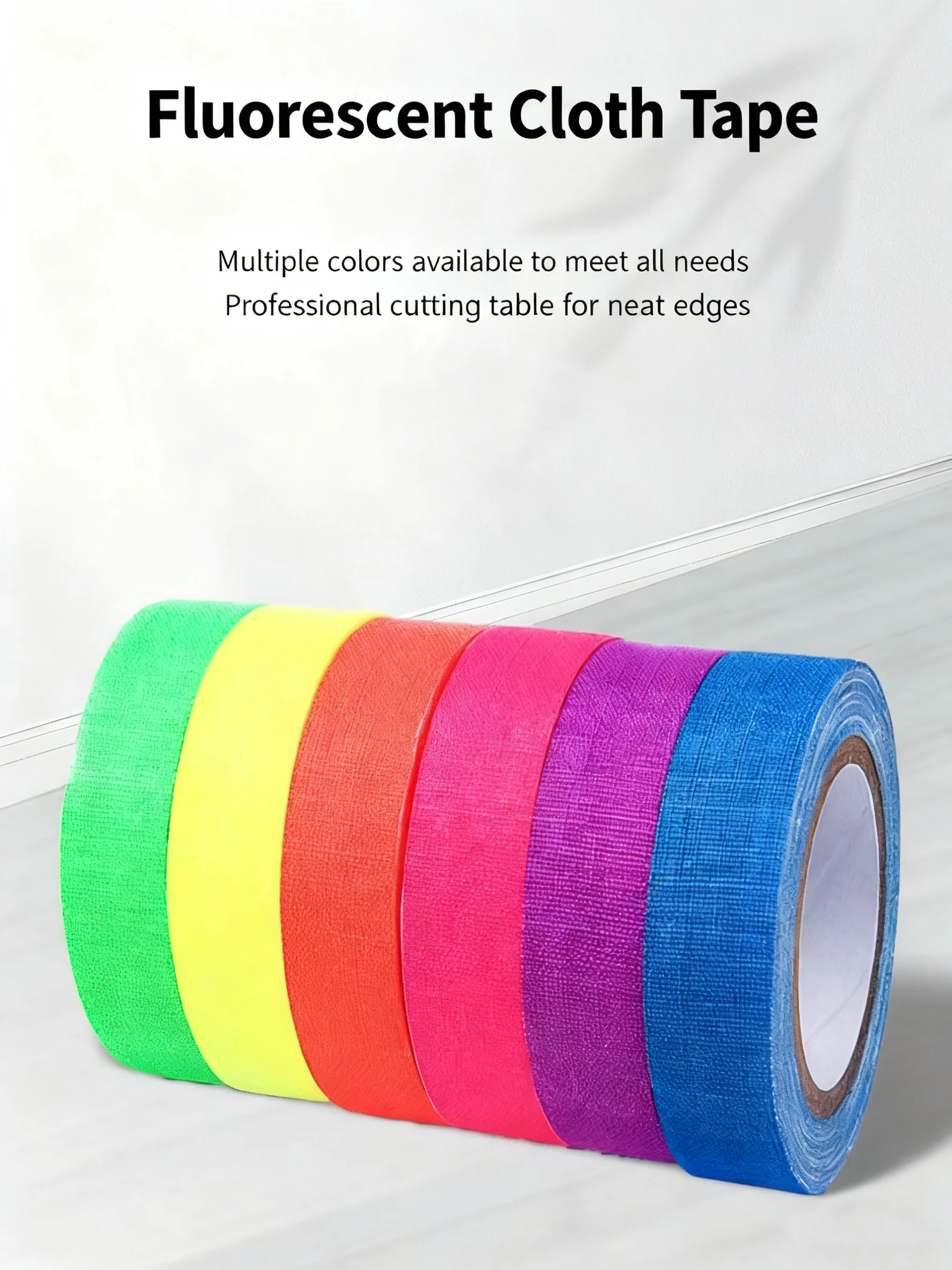 6-farbiges Neon Gaffer-Stoffband-Set, fluoreszierendes Regenbogen-UV-Schwarzlicht-Klebeband für UV-Partys und Veranstaltungen – Detail 3