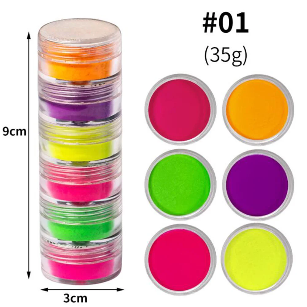 5/6Jars Pigment Nail Powder set Colorful Neon Pigment Powder Iridescent Pearlescent Powder Pigment for Nail Art Crafts Design