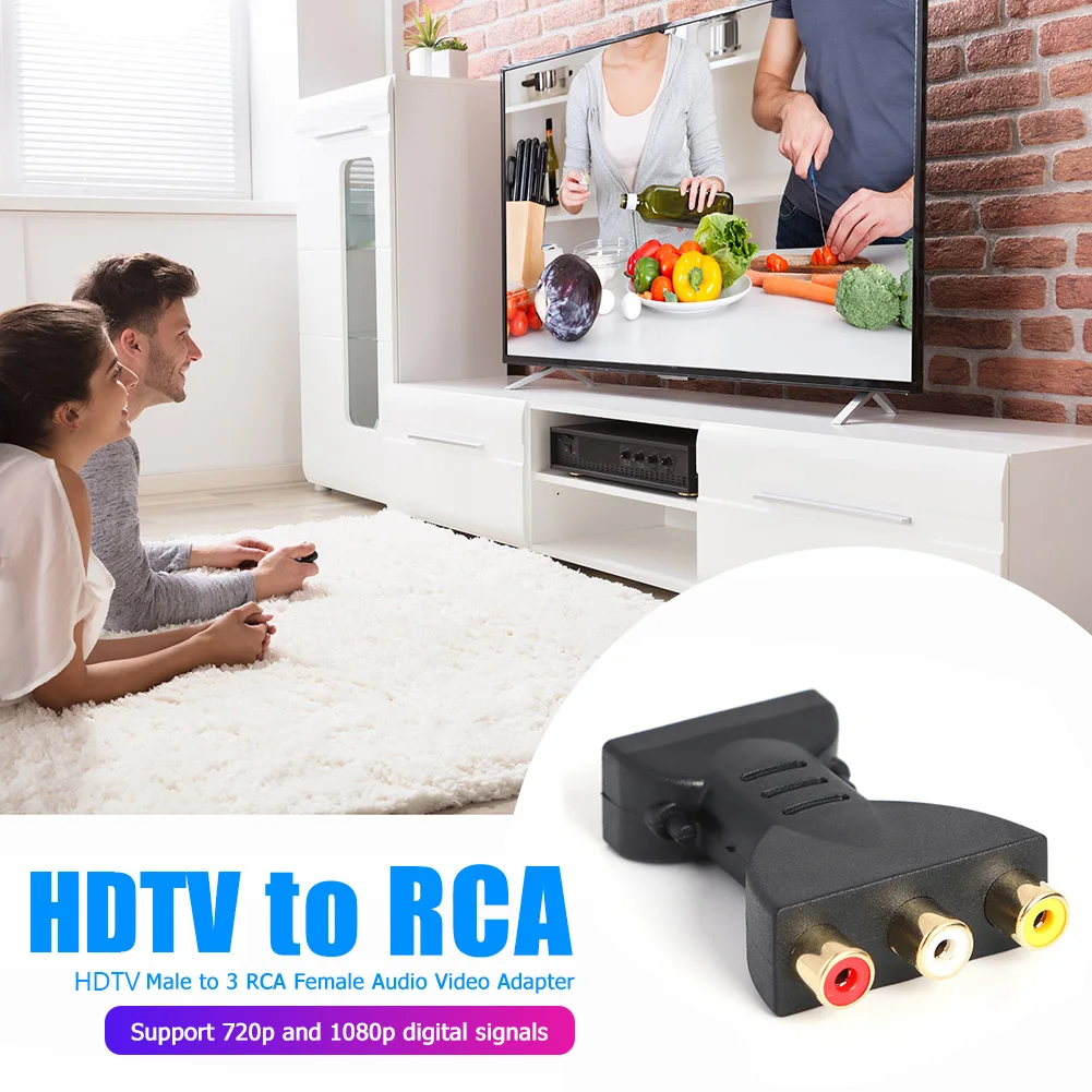 HDMI-compatible Male to 3 RCA Female Component Adapter Plug Converter Splitter Connector Applied to HDTV DVD and Home Theater