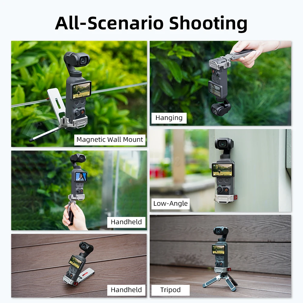 Flymile Stativ für DJI Pocket 4 4P 3 Zubehör Magnetisches Schnellverschluss-Stativ Metall Klappbarer Griff mit Verstecktem Haken – Detail 13