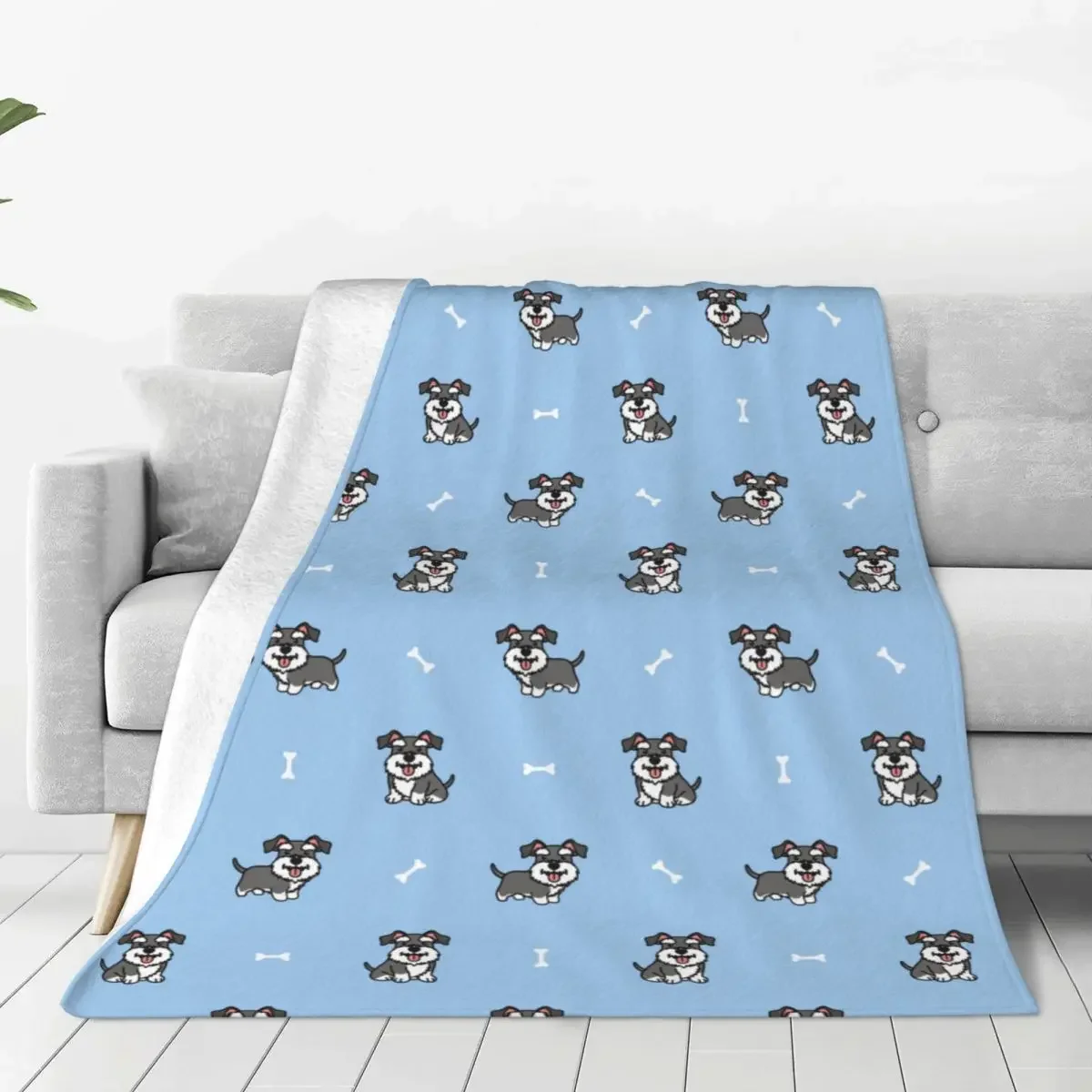 

Cute Schnauzer Dog Animal Blankets Fleece Decoration Multifunction Warm Throw Blanket for Bed Outdoor Plush Thin Quilt