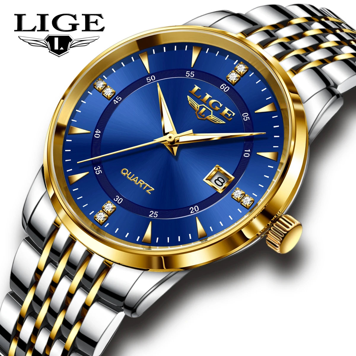 

Роскошные брендовые часы LIGE, мужские водонепроницаемые светящиеся спортивные кварцевые наручные часы из нержавеющей стали, деловые часы для мужчин, reloj