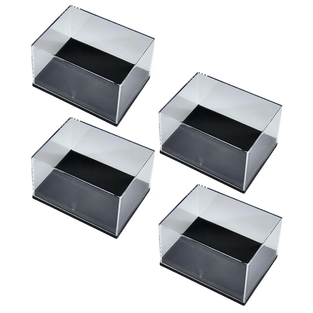 4 Pcs Transparent Display Case Rock Mineral Showcase Container Plastic Specimen Holder Storage Boxes Tray