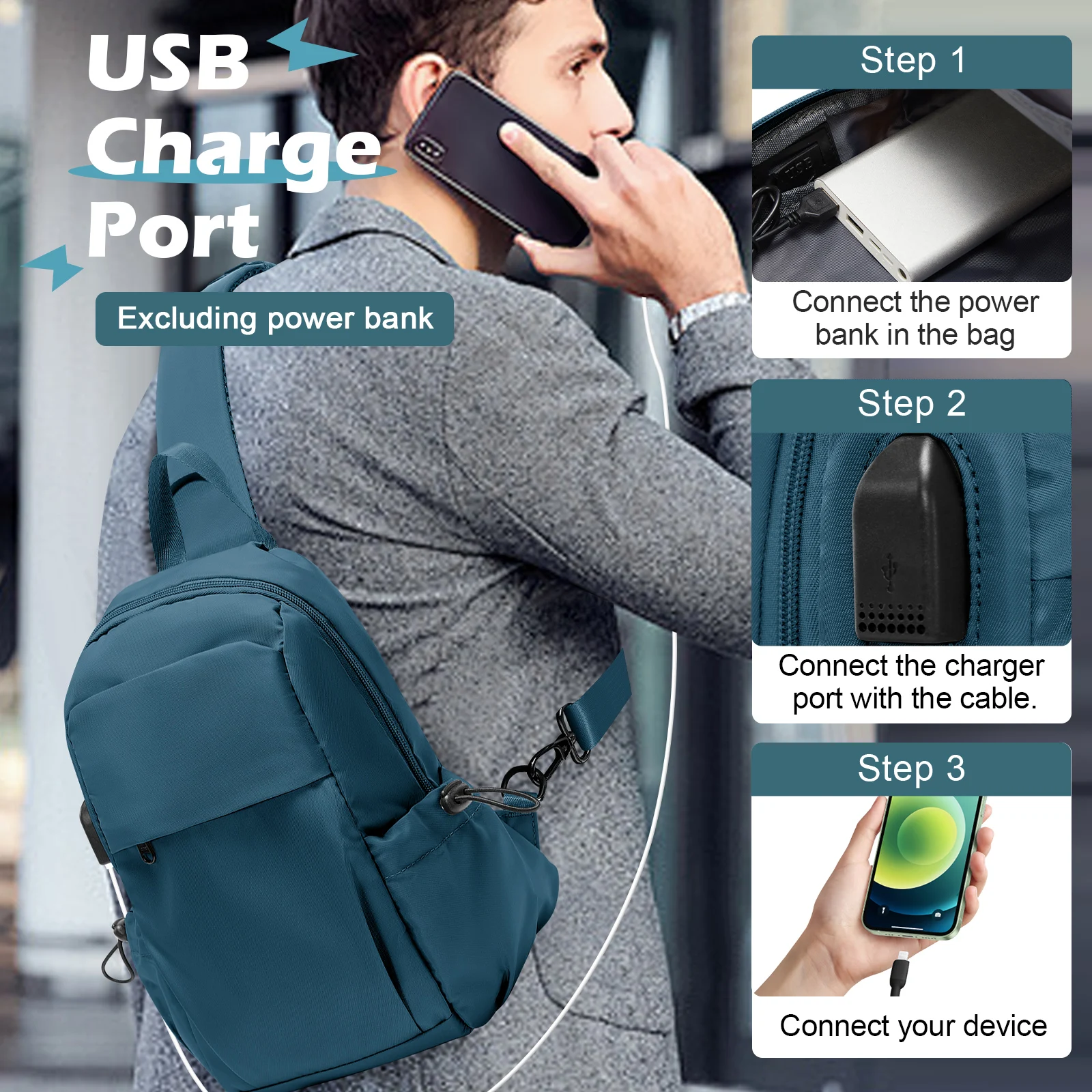 Bolso cruzado para hombre, mochila cruzada para deportes al aire libre, bolso cruzado para ciclismo, bolso de pecho para hombre, bolso de fitness para viaje