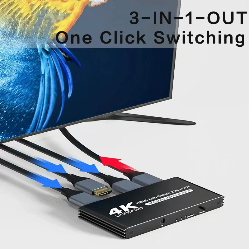 HDTV Switch | 2x1 3x1 HDTV 4K Adapter Switch HDTV Screen Signal Expander Splitter For PS4 Laptop Tablet