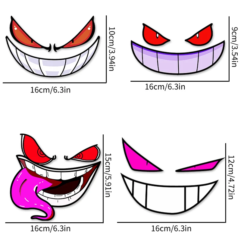 1PC Demon Smiling Face Creative Motorcycle Sticker Waterproof Motorbike Fuel Tank Helmet Electric Scooter Sunscreen Vinyl Decals image 3