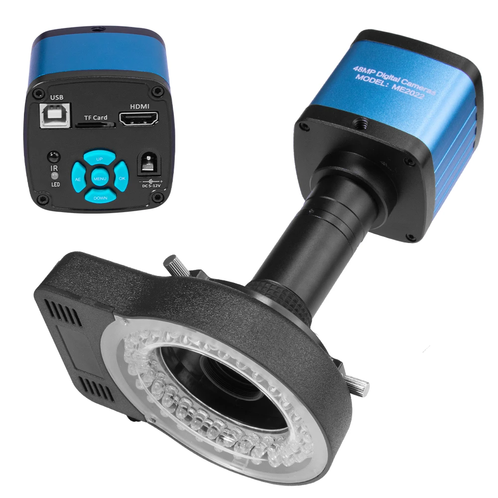 Cámara de microscopio 4k HDMI USB de 48MP, lente de montaje en C con Zoom 1-130X, soporte en voladizo de 38CM para reparación de soldadura, adquisición de imagen Digital