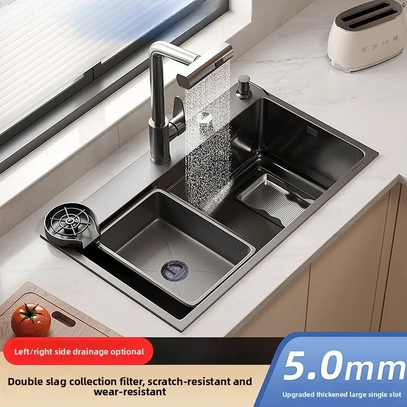 

Kitchen Sink Large Single Bowl 304 Stainless Steel Under Mount Handmade Nano Family Dishwasher Safe Set Kitchen Sink