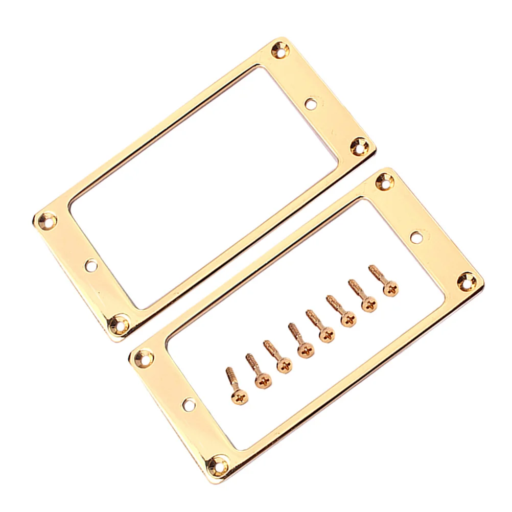 

2Pcs Humbucker Pickup Ring Flat Metal Frame 92x46mm Golden Sturdy Guitar Pickup Rings Cover Hole Edges Easy Installation