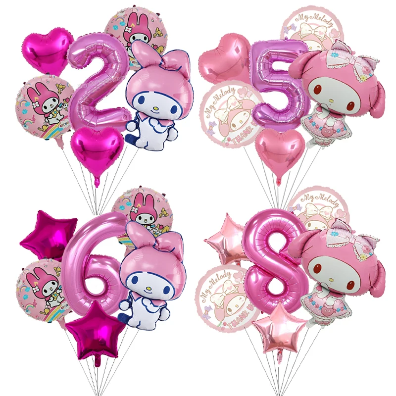 

Воздушные шары My Melody Digit 1-10 в стиле аниме Airballoon для девочек, украшение для дня рождения, детский душ, аксессуары для раскрытия пола, подарок для детей
