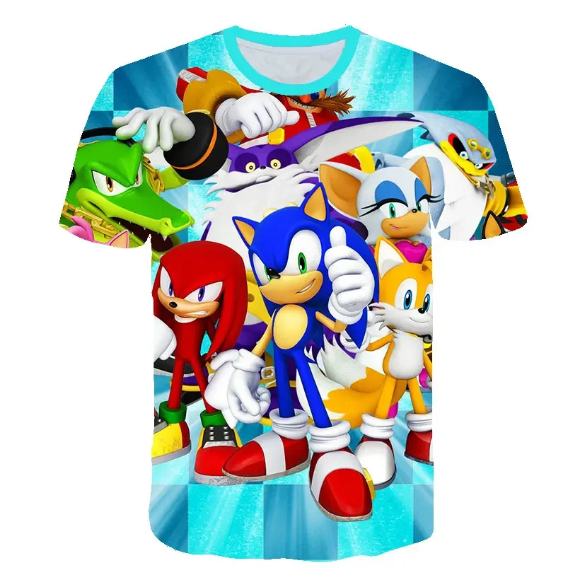 Summer Boys Girls Cartoon T-shirts Children  Sonic T shirt Kids Short Sleeve Harajuku Print Girls Clothing Boys T Shirt For Boys