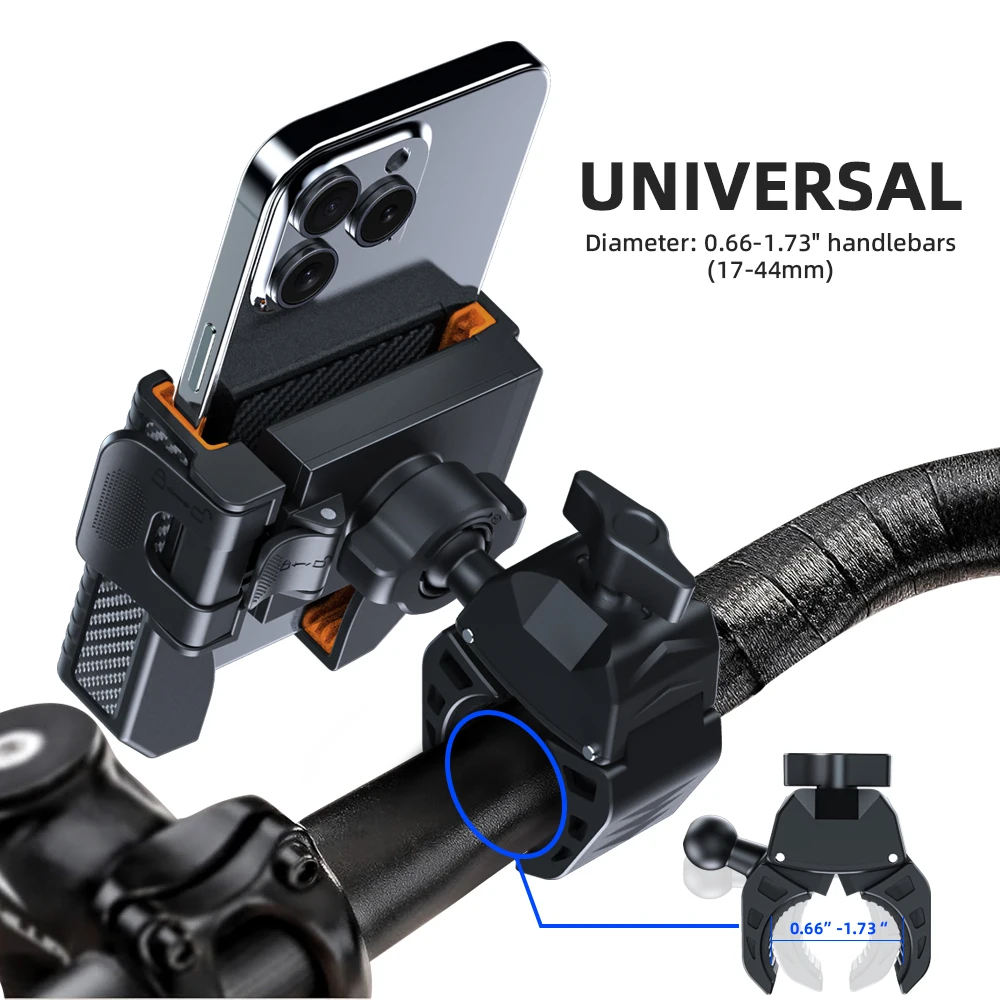 Bicycle Motorcycle Handlebar Mount Universal Bicycle Cell Phone Holder Shockproof One Hand Operation For 4.7-7 Inch Models