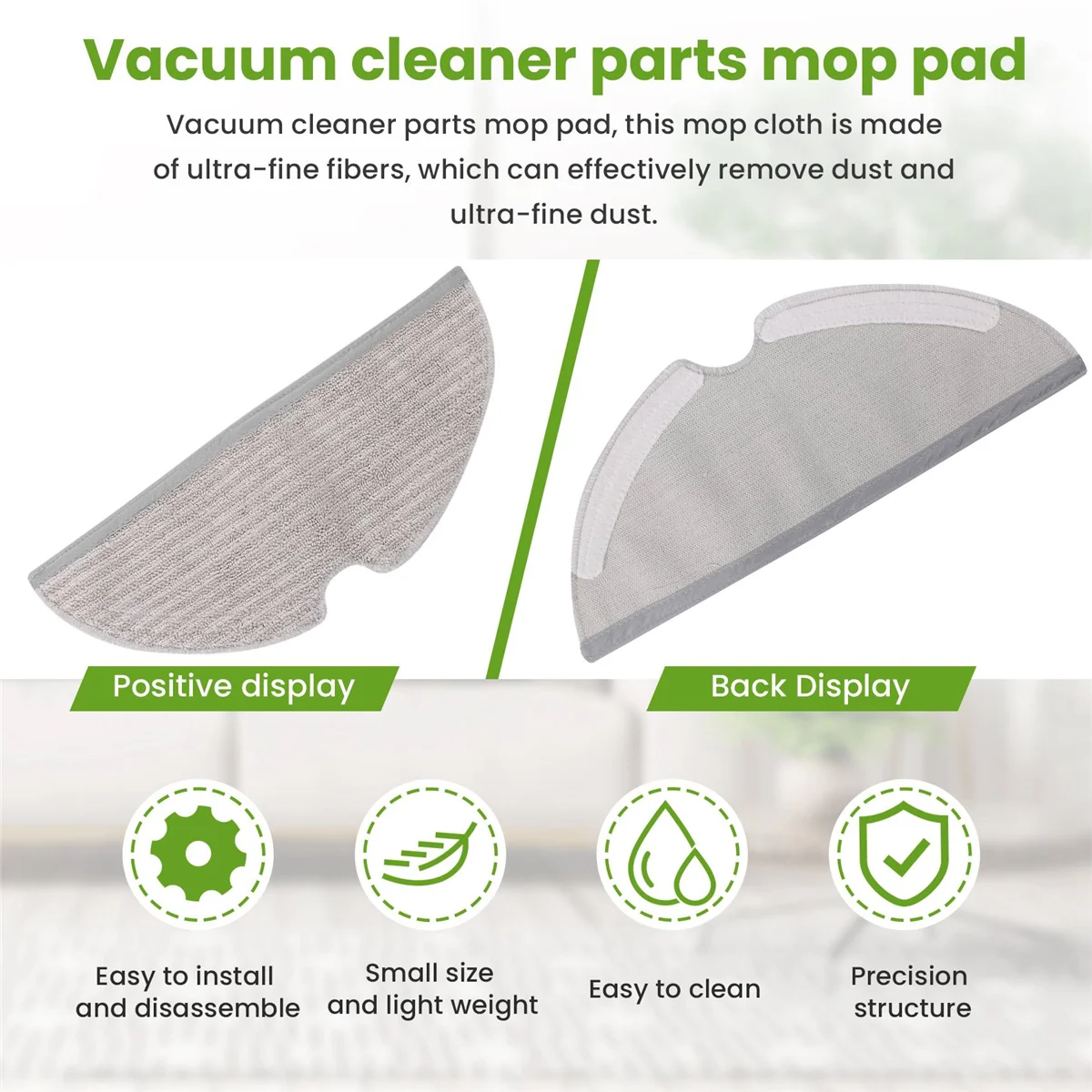 BISM1 Mop Pad Paquete de 4 paños de microfibra para Roborock S6 S6 Pure S6 MaxV S5 Max S5 Robot aspirador reemplazo de fregona