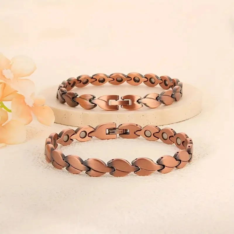 Copper Bracelets for Women 99.99% Pure Copper Magnetic Bracelets with Effective Neodymium Magnets Adjustable Jewelry Gift