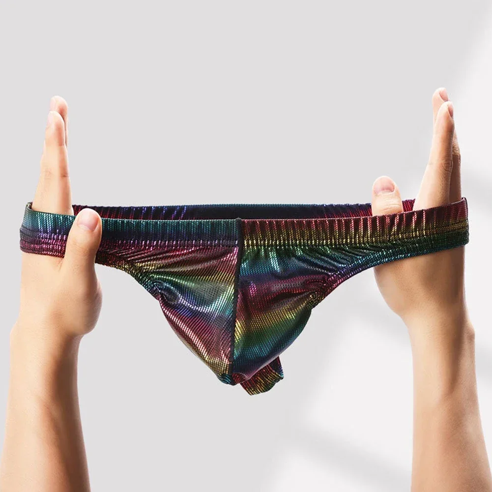 

Men's Sexy Wet Look Low Waist Thongs G-string Briefs Sissy U Convex Pouch Underwear Hombre Ultra-Thin Trunks Underpants