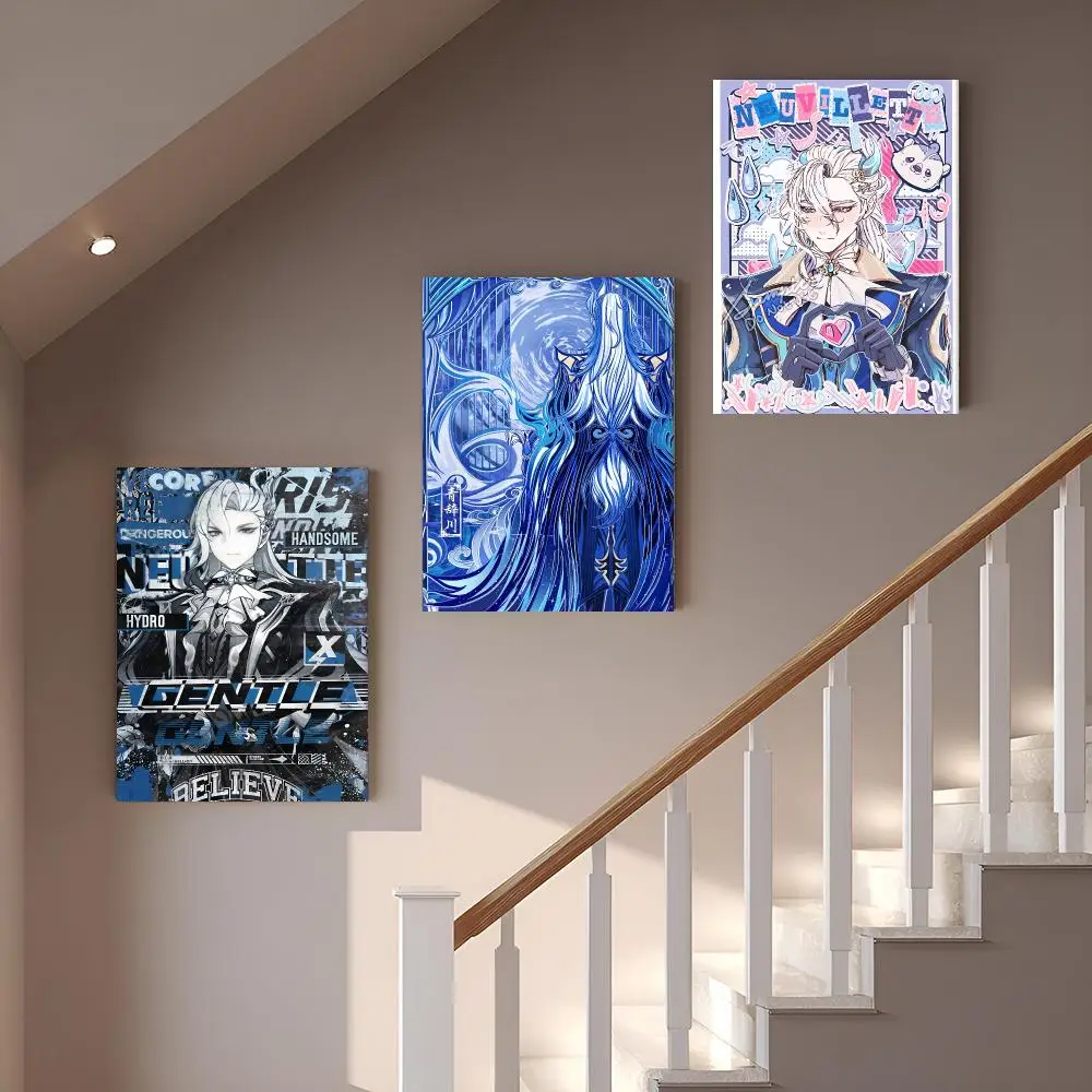 Game G-Genshin Impact Neuvillette Framed Wall Painting Modern Framed Canvas Wall Art Print Home Decoration Poster Living Room