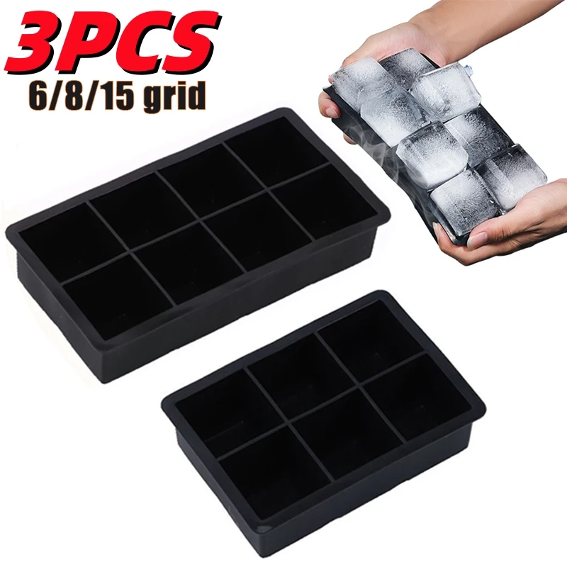 3PCS 4/6/8/15 compartments large ice compartment mold Silicone ice cube mold DIY ice maker Home bar ice cube ice ball molds