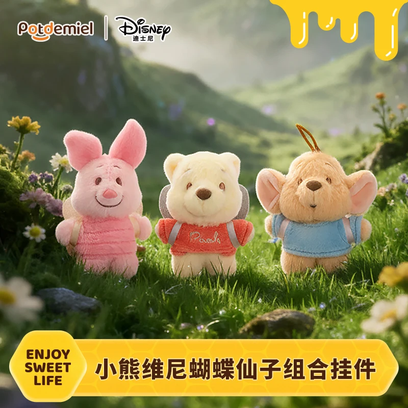 

Official Disney Sweet Jar Pendant Collection Pooh Honey Pot with Piglet Plush Keychain Charm for Bag DecorTrendy Daily Accessory