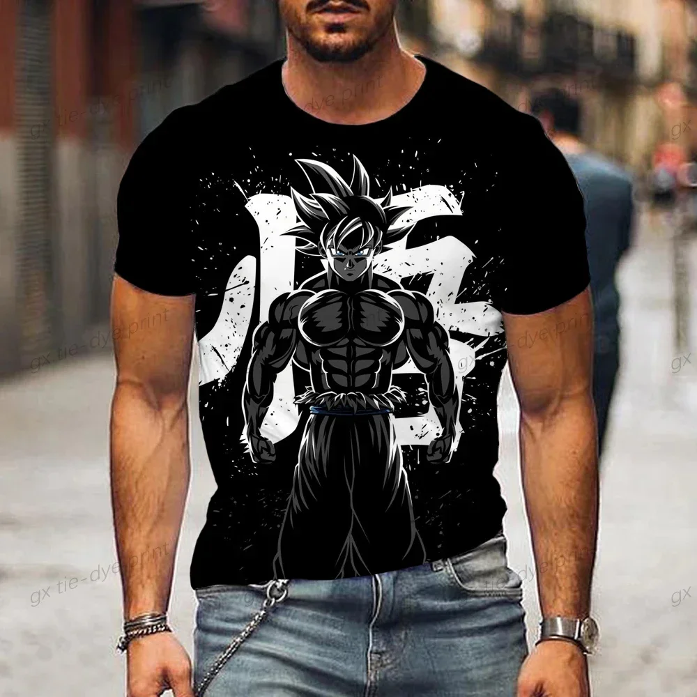 

2024 Dragon Ball Z Oversized Men T Shirt Men's T-shirt Trend Goku Children's Vegeta Clothing Short Sleeve 2023 Shirts 110-6XL