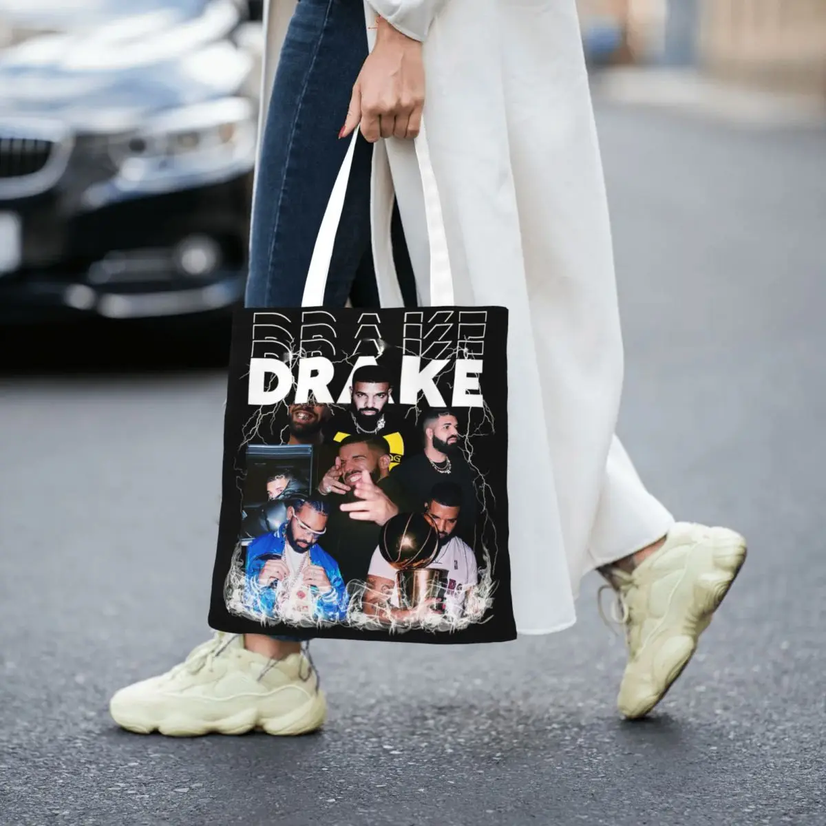 Vintage Drizzy Drake Bootleg Canvas Tote Handbag Hip Hop Rapper Shoulder Bags Shopping Bags for Women