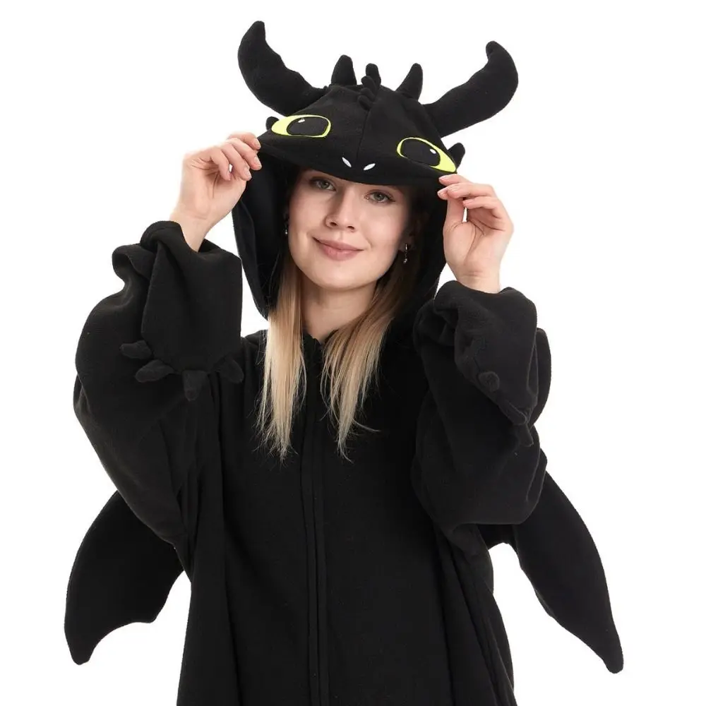 Kawaii Cute Animal One-piece Suit Pyjamas Warm Black Cartoon Pajamas Salamander Creativity Adult One-Piece Jumpsuit Unisex