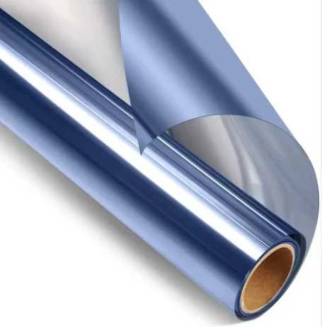 One Way Vision Silver Blue HD PET Solar Window Tint Roll Anti UV Heat Insulation Privacy Film DIY Install For Building Home Offi