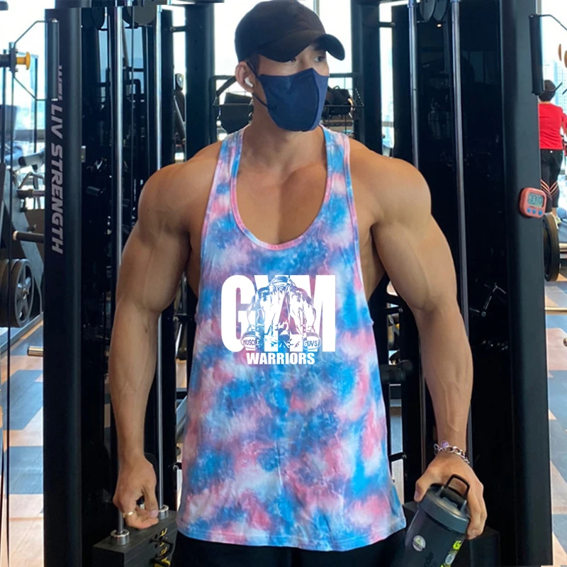 Summer Camouflage Mens Muscle Vest Y Back Gym Clothing Bodybuilding Fitness Tank Top Sleeveless Shirt Workout Stringer Singlets