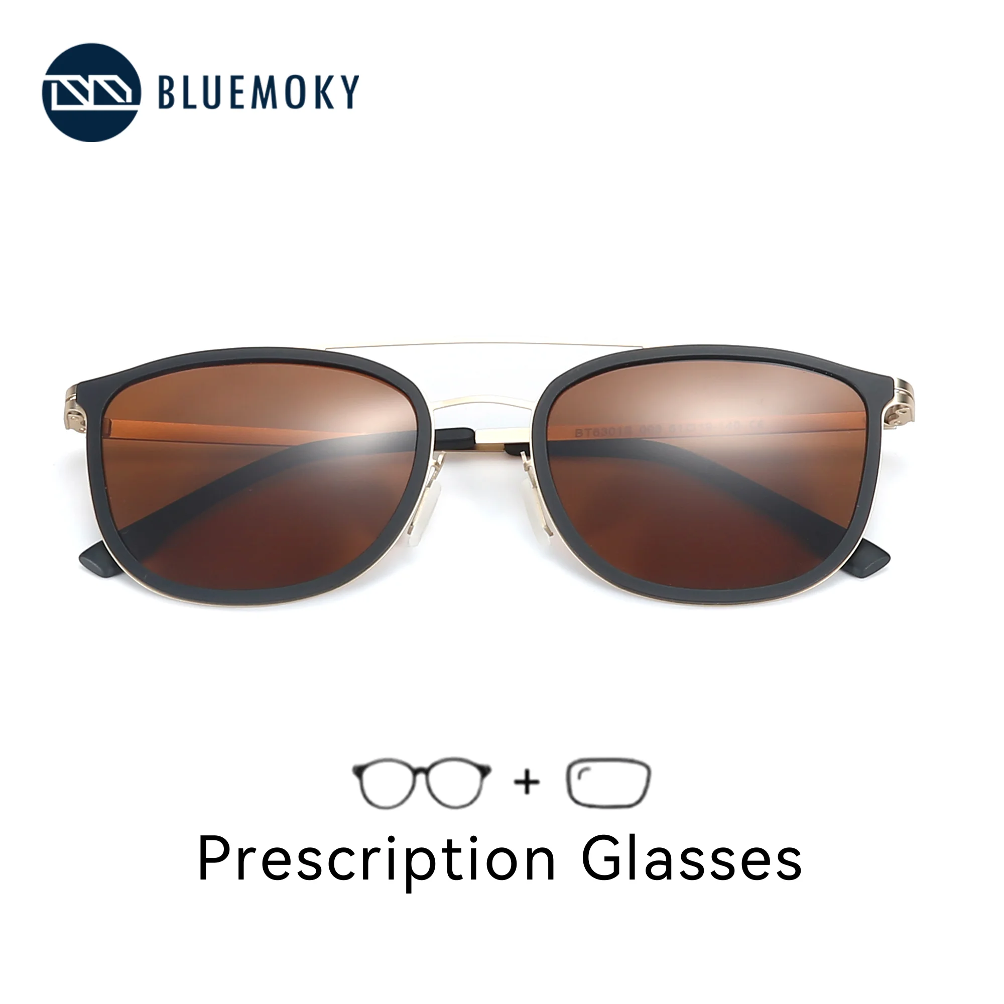 BLUEMOKY Modish Metal Design Prescription Polarized Sunglasses For Men Women Stylish UV400 Protection Progressive Sun Glasses